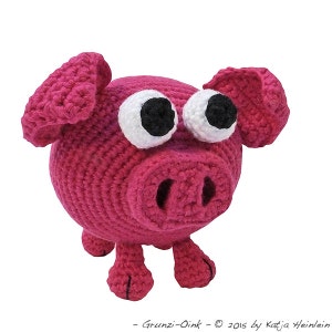 amigurumi animal glotzi PDF crochet pattern tutorial by Katja Heinlein pig piggy stuff toy digital swine pork sow pink ebook hog file kids image 2