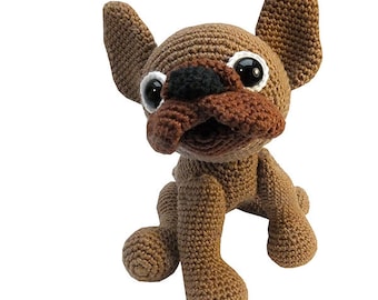 Amigurumi PDF Häkelanleitung französische Bulldogge Frenchie by Katja Heinlein Anleitung boston terrier plattschnauze tierfigur häkelmuster