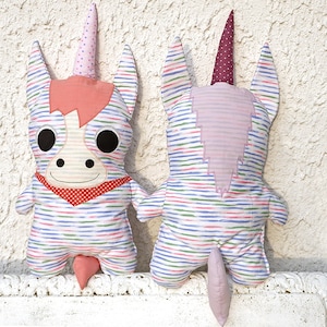 Schnittmuster und Nähanleitung für ein Einhorn Pferd Deko Kissen 60cm groß nähen Schnittteile ebook