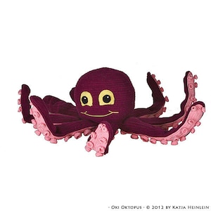 Oki Octopus pdf tutorial by Katja Heinlein crochet pattern amigurumi calamar sepia cuttle sea ocean
