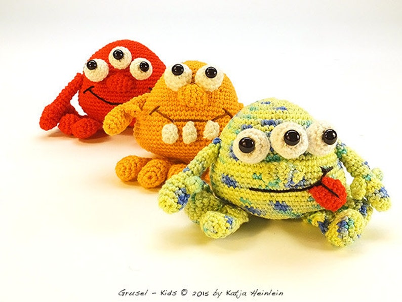 amigurumi PDF crochet pattern Grusel Kids by Katja Heinlein, tutorial fantasy, monster, ebook kids toy stuff file halloween image 1