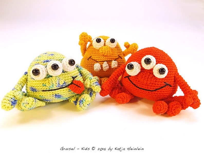 amigurumi PDF crochet pattern Grusel Kids by Katja Heinlein, tutorial fantasy, monster, ebook kids toy stuff file halloween image 4