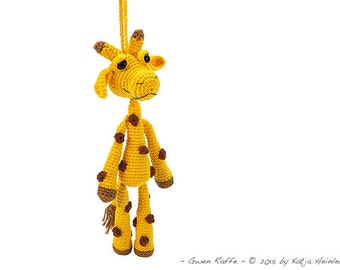 amigurumi giraffe, PDF crochet pattern tutorial by Katja Heinlein, ebook bag pendant, safarie file download