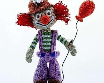 Circus Clown Fred Funny, Häkelanleitung von Katja Heinlein, Häkelmuster Häkelfigur Mann Mensch Geburtstag Party häkeln ebook amigurumi