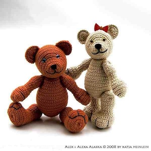 2 amigurumi bears Alaska, PDF crochet pattern animal tutorial file by Katja Heinlein teddy stuff toi plushie digital teddie ebook