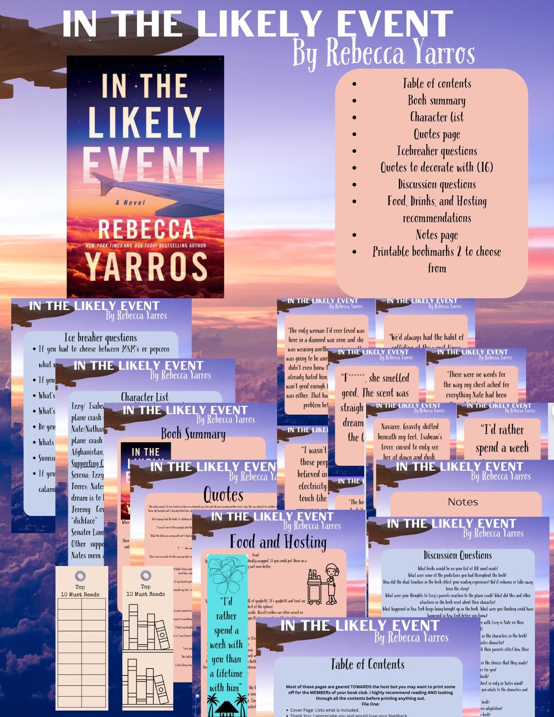 In the Likely Event by Rebecca Yarros Book Club Kit