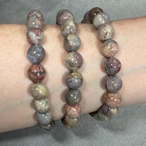Alashan Agate Bracelet, All Natural Crystal, Spiritual, Healing, Grounding, Protection, Calming, Talisman, Crackle, Unisex, Round, 10mm