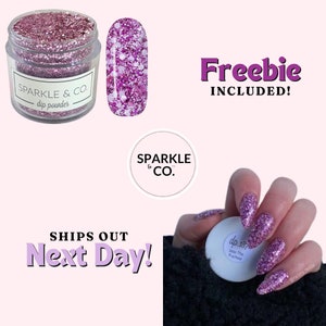 Dp.187 Into the Fuchsia Nail Dip Powder, Handmade Fuchsia Glitter nail dip powder, acrylic powder, nail dipping powder, dip powder for nails