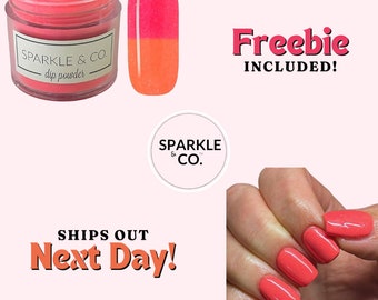 Dp.247 Caribbean Rum Punch, Coral Thermal Acrylic Dip Powder for Nails, Acrylic Powder, Dip Powder, Nail Acrylics, Nail Dipping, Nail Powder