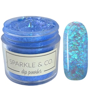 Dp.157 Seaglass Opal Nail Dip Powder, Handmade Blue Opal Flake, dip powder, nail dip powder, dip powder for nails, dips nail powder, acrylic