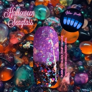 Halloween Seaglass Handmade Dip Powder Jar - thermal halloween dip powder for nails, nail dips, dip nail, glitter dip powder, dip powders