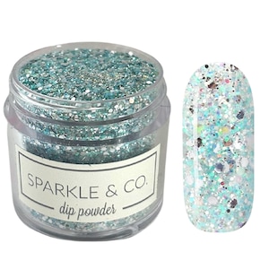 Dp.168 Sophie&#39;s Dress Nail Dip Powder Handmade Sparkle Blue, dip powder, nail dipping powder, dip powder for nails, dips nail powder acrylic