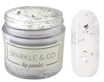 Dp.259 Fancy Like, Clear Shimmer Flake Acrylic Dip Powder for Nails, Acrylic Powder, Dip Powder, Nail Acrylics, Nail Dipping, Nail Powders