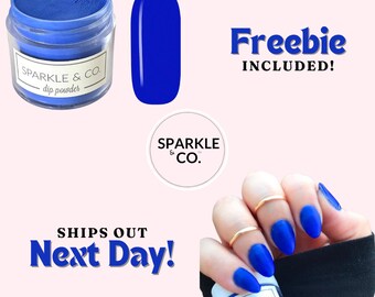Dp.27 Blue Me Away Dip Powder | No Lamp Needed DIY Manicure | Neon Trend Nails | At Home Acrylic Nail Supplies | Electric Blue Mani | Dp27