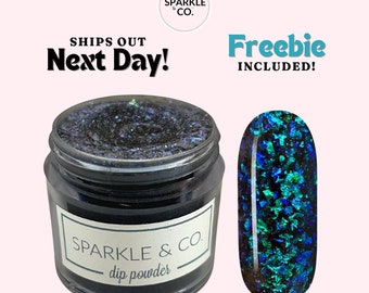 Black Seaglass Dip Powder, dip powder for nails, nail dip powder, nail dip, dip nail, dip powders, dip nail powder, acrylic, nails, nail dip