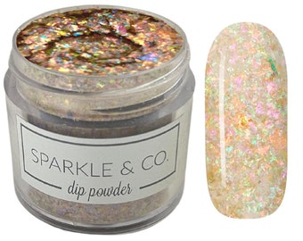 Acrylic Powder, Dip Powder, Dp.227 Tahitian Opal, Gold Flake Glitter Acrylic Dip Powder for Nails, Dip Acrylics, Nail Dipping, Nail Powder