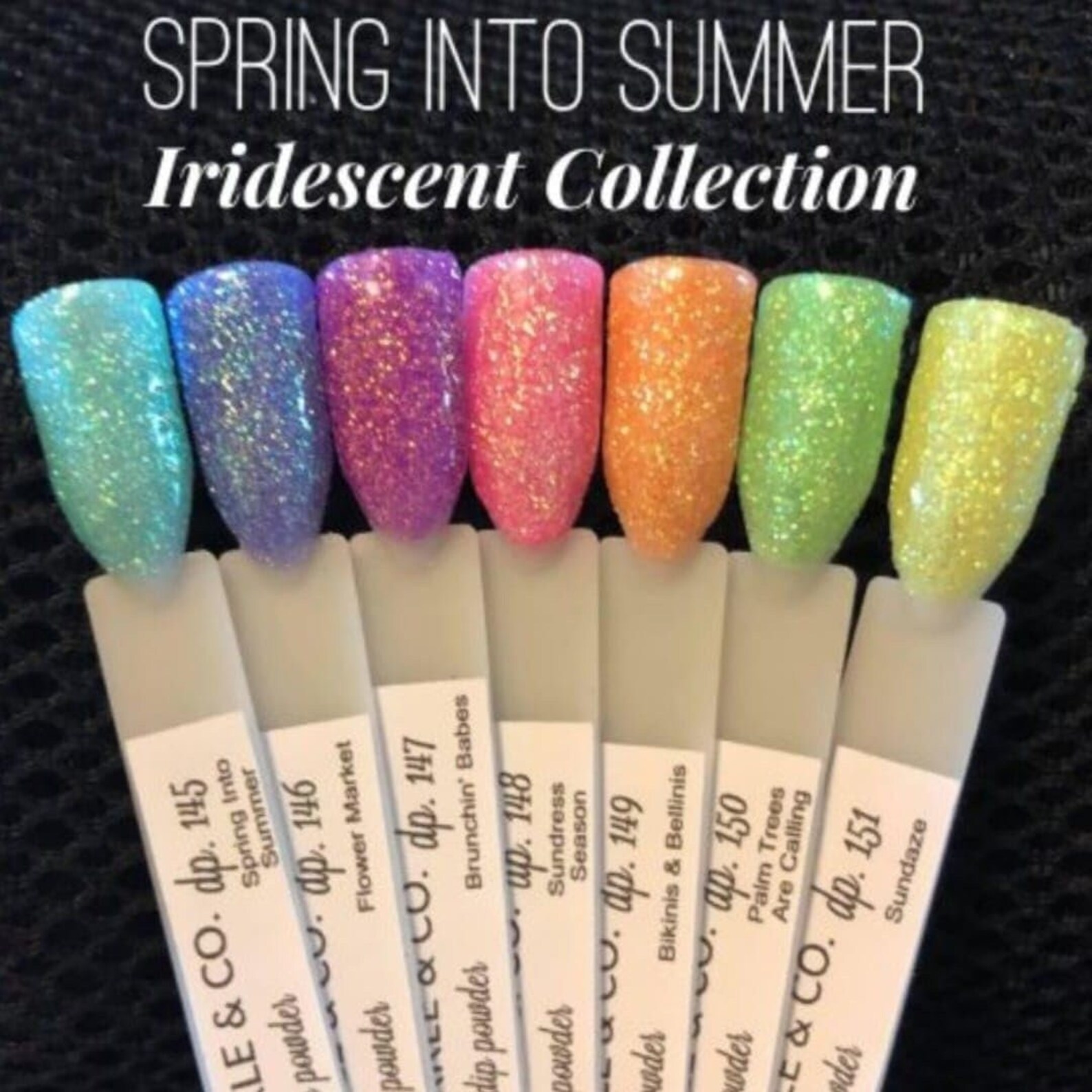 Spring Time Nails Powder. Dip Spring Into Summer Iridescent Collection - Set of 7 Jars of Handmade ...
