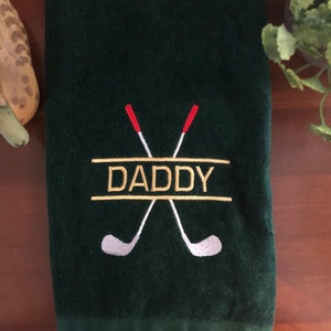 Personalized Golf Towel, Golf Towel for Dad, Golf Gift, Father&#39;s Day, Groomsman Gift, Quick Shipping