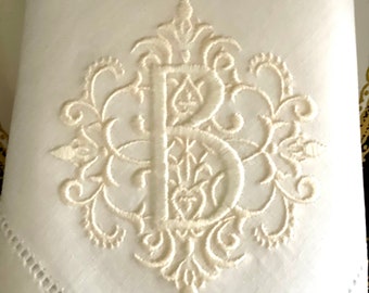 Monogrammed Embroidered Linen Napkins- Set of Four