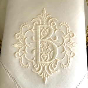 Monogrammed Embroidered Linen Napkins- Set of Four