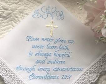 Personalized Bible Verse Wedding Handkerchief