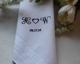 Monogrammed Men's Handkerchief, Embroidered, Bride to Groom Handkerchief, Groom Gift From Bride, Father of the Bride, Father of the Groom