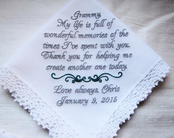 Personalized Grandmother from Bride Wedding Handkerchief