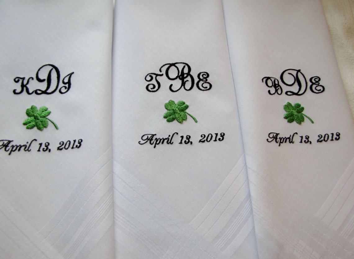 Set of 3 Monogrammed Men's Weddng Handkerchiefs Etsy