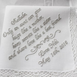 Custom Embroidered Gift for Aunt Wedding Handkerchief