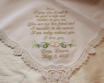 Personalized Wedding Handkerchief Gift from Bride