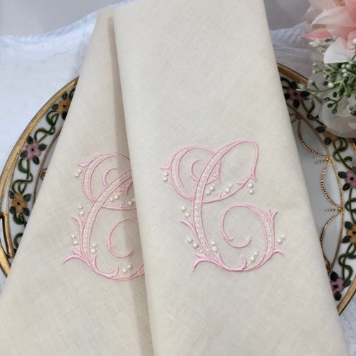 Embroidered Custom Linen Dinner Napkins Monogrammed Wedding Etsy