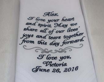 Groom from Bride Personalized Wedding Handkerchief