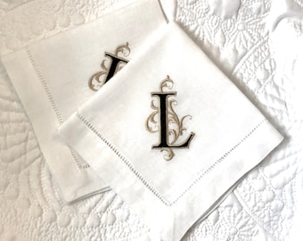 Custom Monogrammed Linen Luncheon Napkins