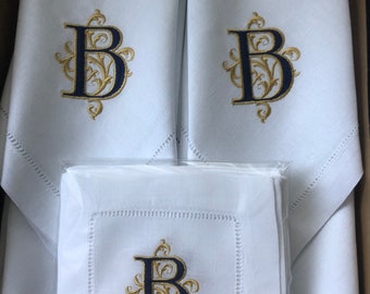 Embroidered Dinner and Cocktail Napkin Set of Four Each