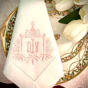 Custom Monogrammed Napkins /Chinoiserie, British Colonial Style Dinner Napkins