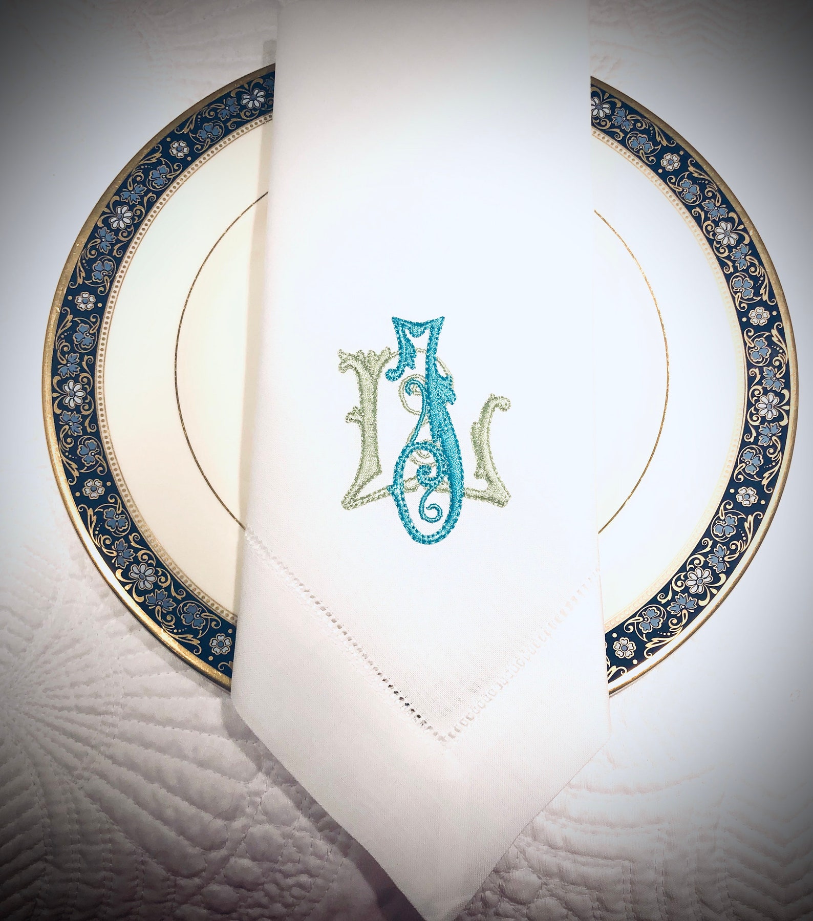 Custom Embroidered Linen Dinner Napkins Etsy