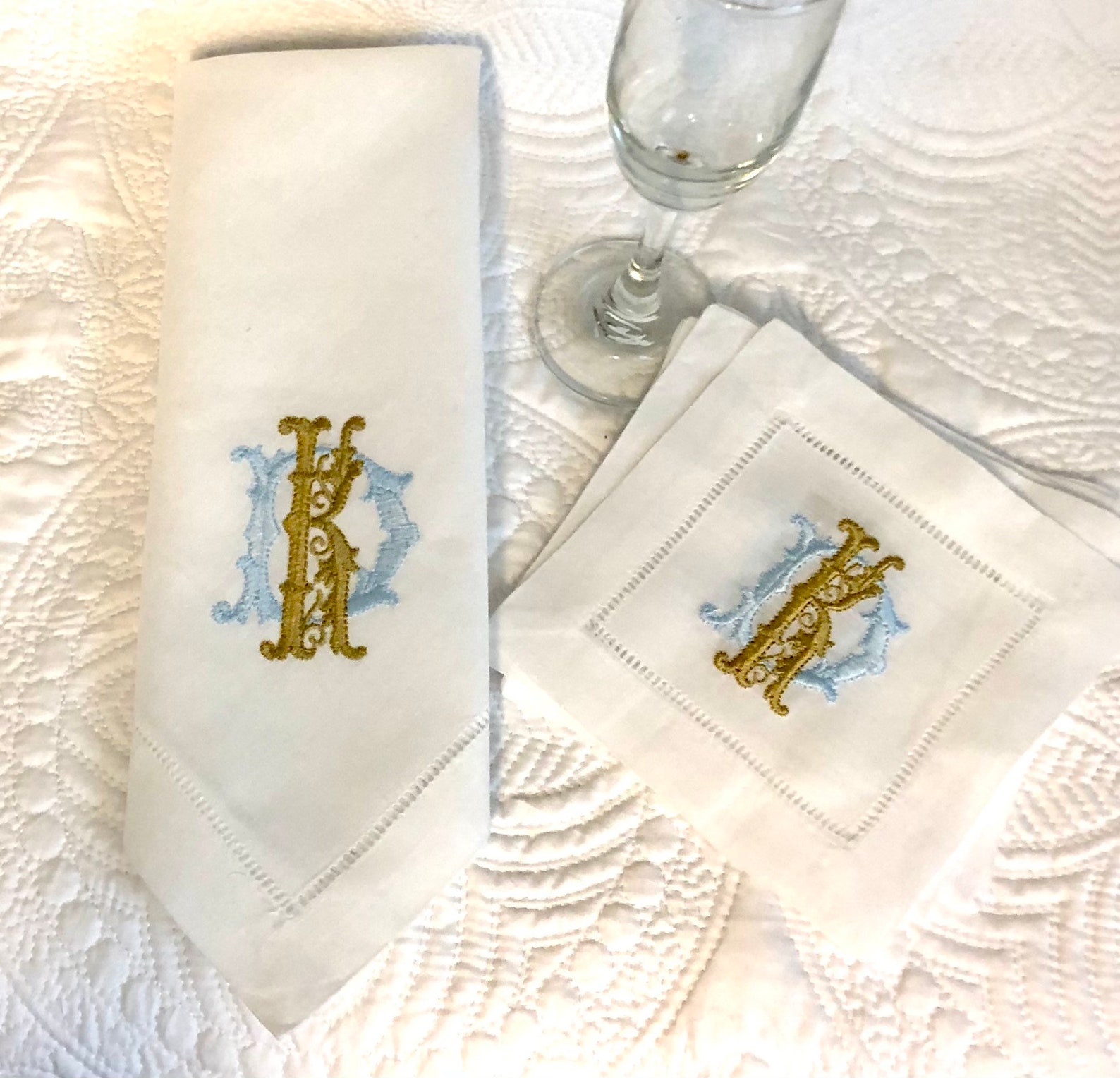 Custom Embroidered Linen Dinner Napkins Etsy