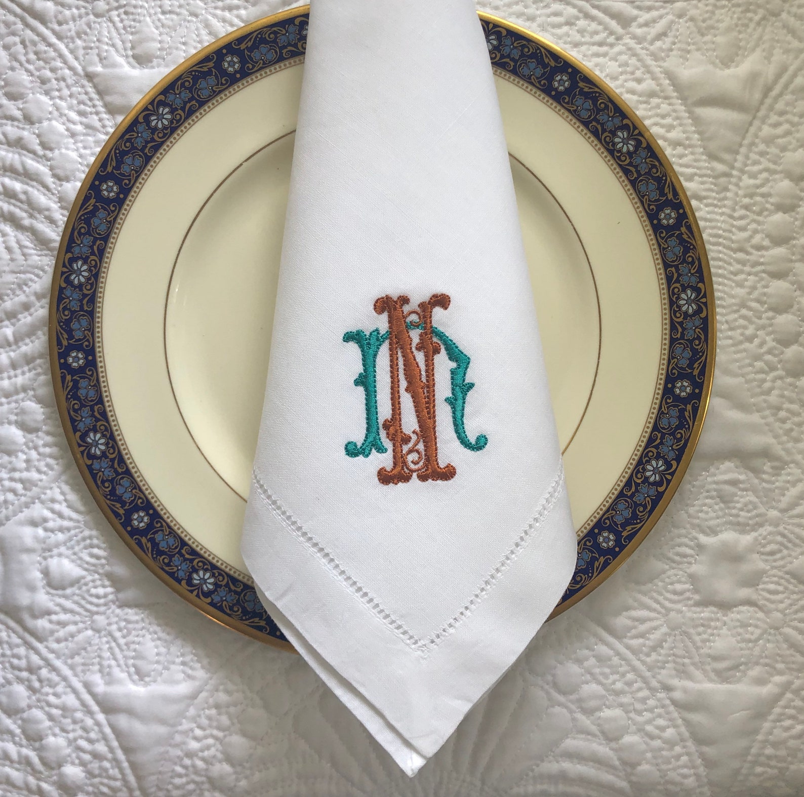 Custom Embroidered Linen Dinner Napkins Etsy