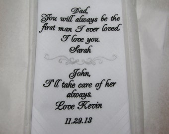 Personalized Father Handkerchief from Bride and Groom