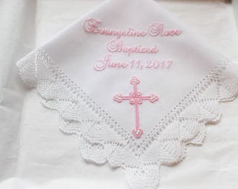 Personalized Baptism Gift Handkerchief for Girl or Boy