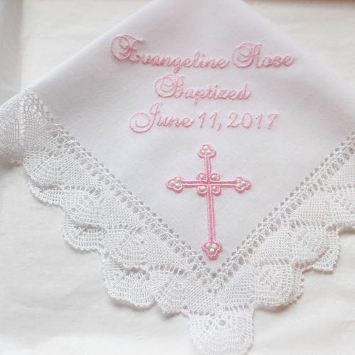 Girl Baptism Gift for Baby Girl Personalized Hanky Baptism Etsy