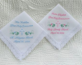 Personalized First Communion Handkerchief Gift