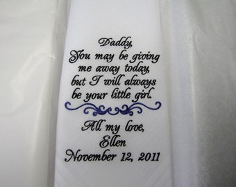 Father of the Bride Personalized Wedding Handkerchief Gift From Bride