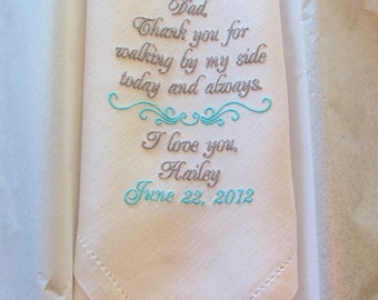 Father of the Bride Embroidered Irish Linen Wedding Handkerchief