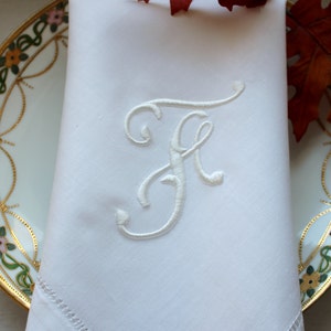 Custom Embroidered Linen Monogrammed Dinner Napkins