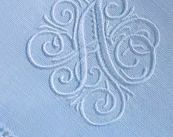 Elegant Custom Monogrammed Linen Napkins - Choose Your Size and Thread Color