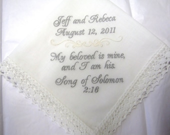 Personalized Wedding Handkerchief with Bible Verse