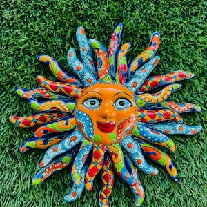 Crazy Sun Talavera Wall Art – Ceramica dipinta a mano – Decorazione per interni/esterni