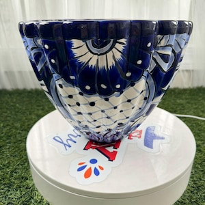 Talavera Estriada Pot Large Mexican Talavera Home and Garden Decor