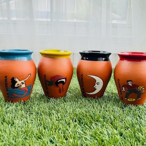 Juegos Cantarito Lotería 16 oz Mexicano Estampado a Mano